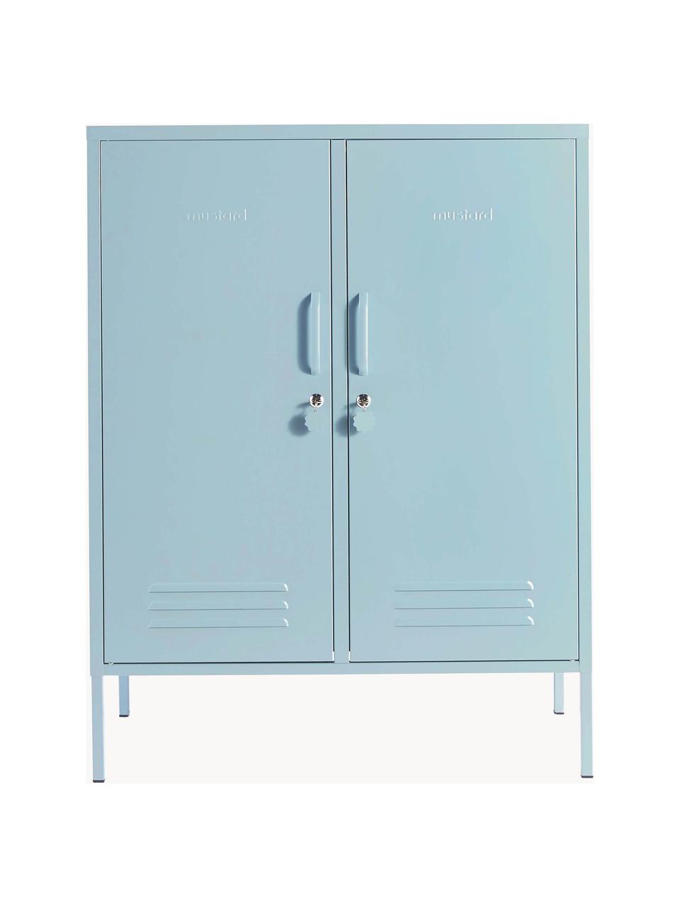 Credenza alta in metallo The Midi, Acciaio verniciato a polvere, Azzurro, Larg. 85 x Alt. 111 cm