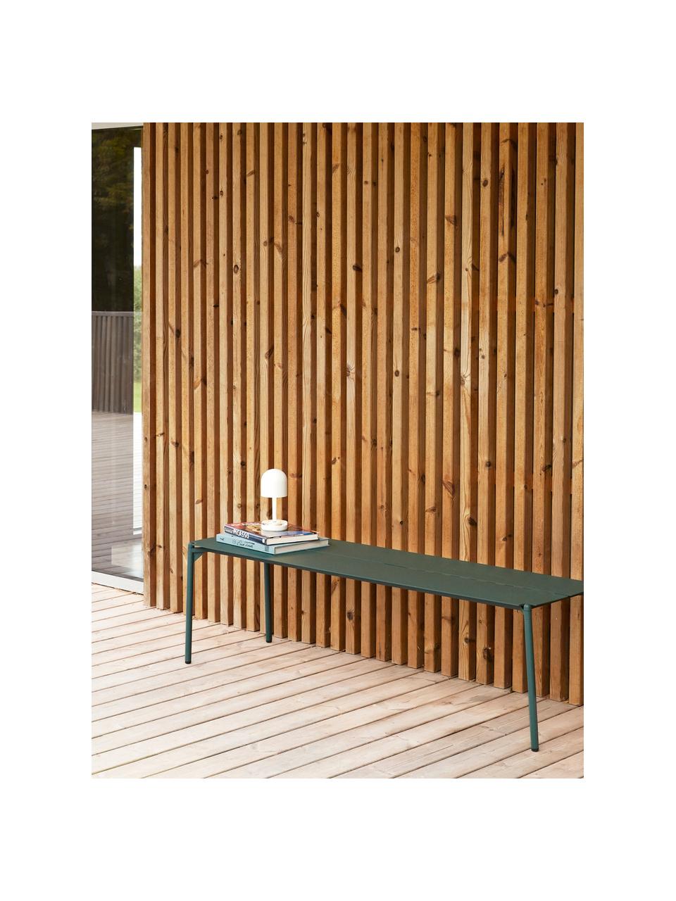 Kovová záhradná lavička Novo, Potiahnutá oceľ, Tmavozelená, Š 145 x V 42 cm