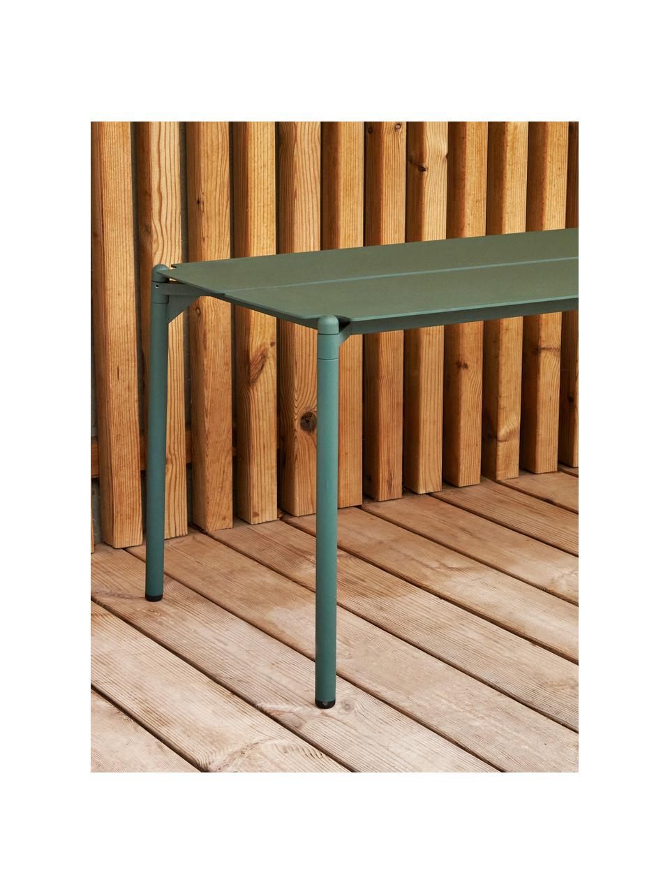 Zahradní kovová lavice Novo, Potažená ocel, Tmavě zelená, Š 145 cm, H 42 cm