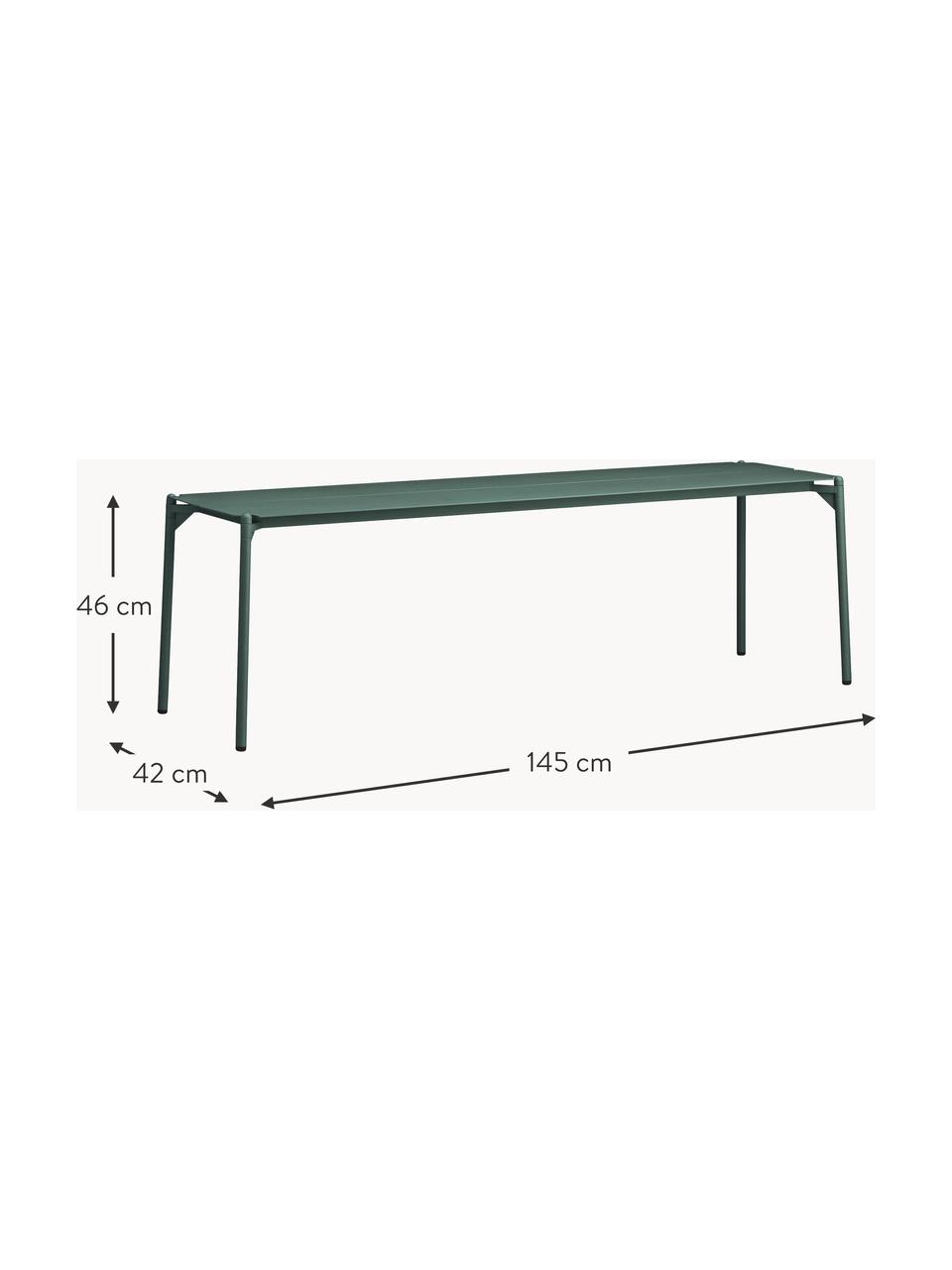 Banc de jardin de métal Novo, Acier, enduit, Vert foncé, larg. 145 x prof. 42 cm