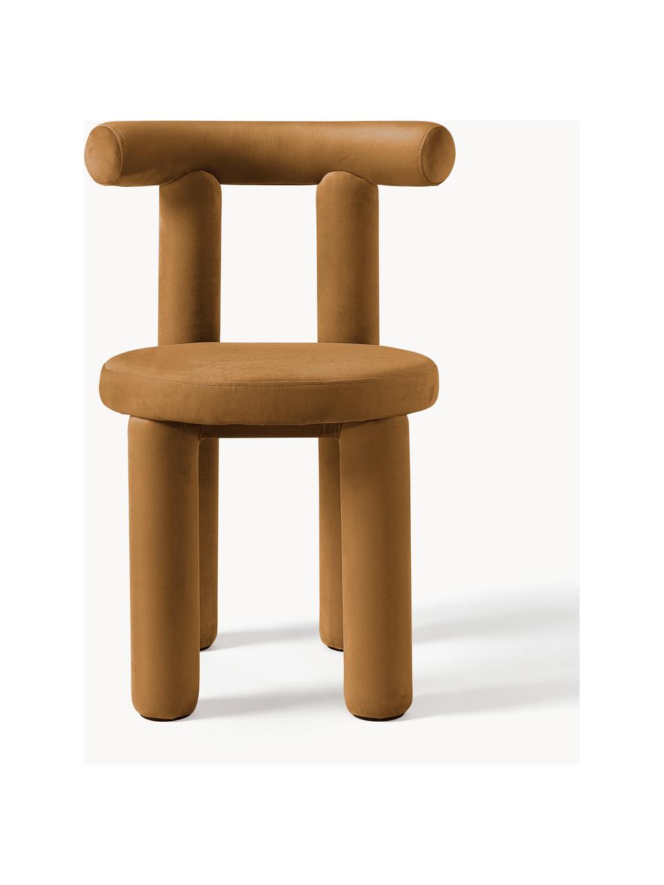 Chaise rembourrée en velours Calan, Velours brun, larg. 55 x haut. 52 cm