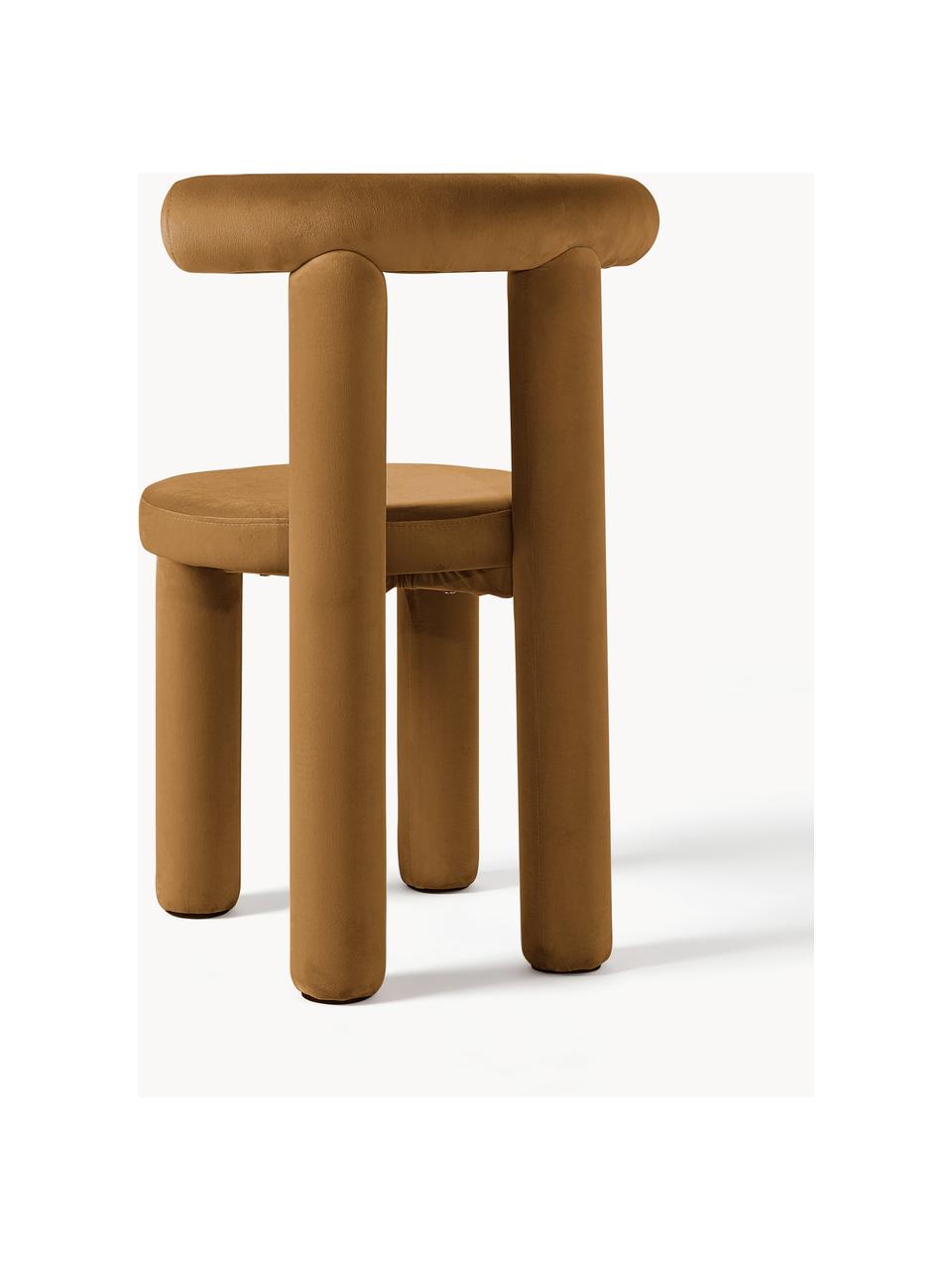 Chaise rembourrée en velours Calan, Velours brun, larg. 55 x haut. 52 cm