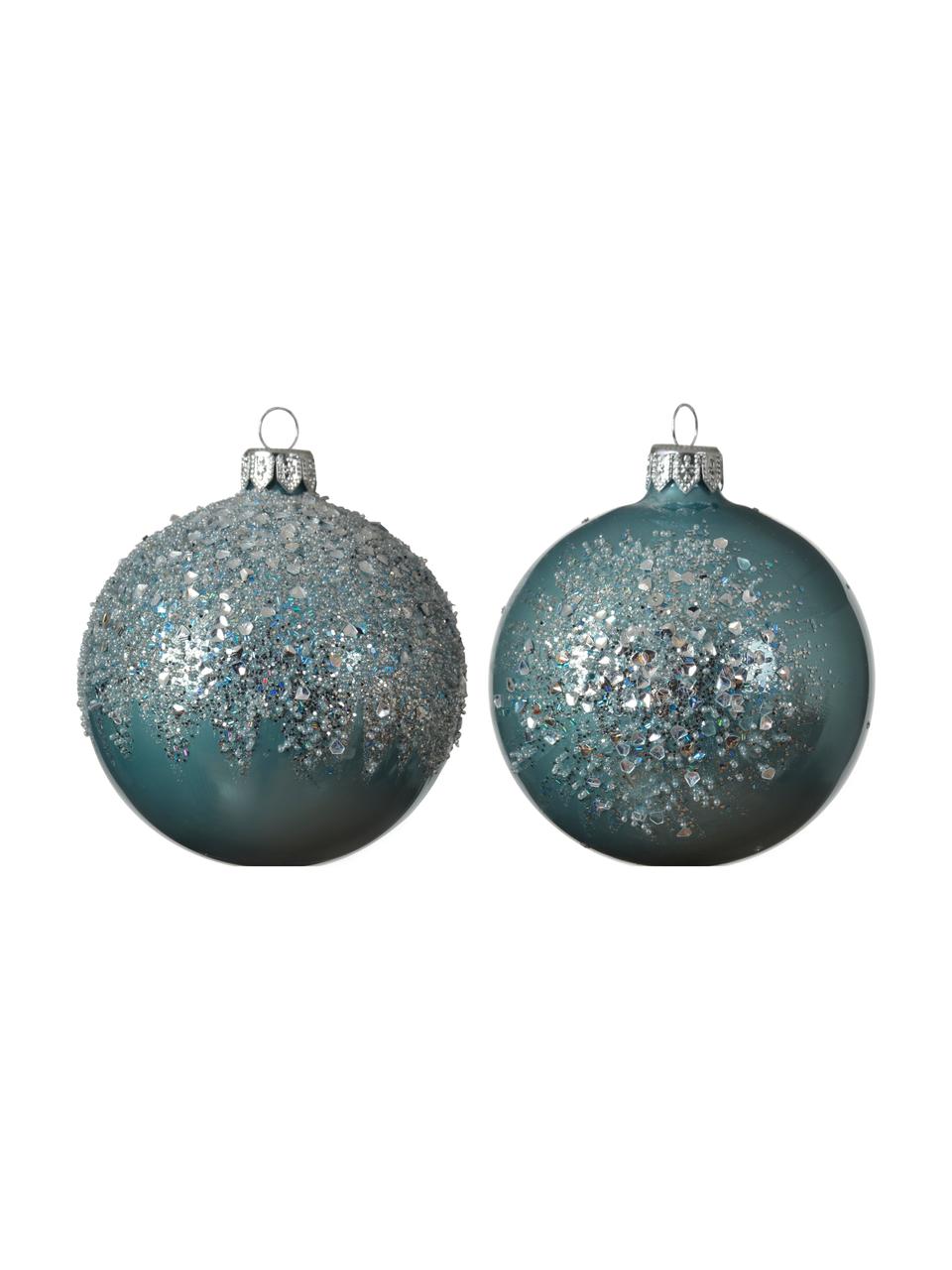 Kerstballen Serro Ø 8 cm, 2 stuks, Blauw, Ø 8 cm