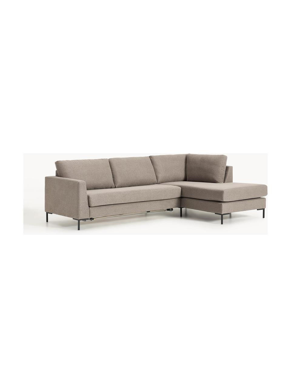 Rozkładana sofa narożna Luna (3-osobowa), Tapicerka: 100% poliester Dzięki tka, Stelaż: lite drewno bukowe, drewn, Nogi: metal galwanizowany Ten p, Taupe tkanina, S 270 x G 184 cm, lewostronna