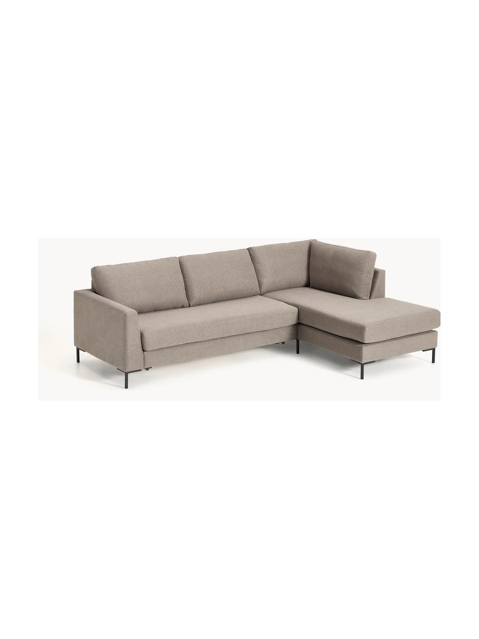 Rozkładana sofa narożna Luna (3-osobowa), Tapicerka: 100% poliester Dzięki tka, Stelaż: lite drewno bukowe, drewn, Nogi: metal galwanizowany Ten p, Taupe tkanina, S 270 x G 184 cm, lewostronna