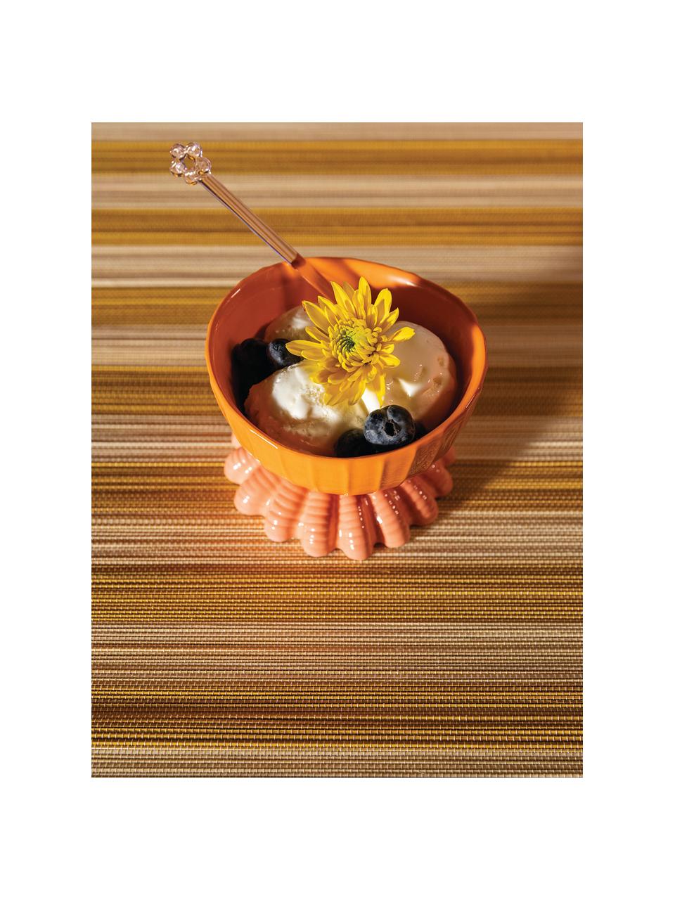 Dolomieten schaaltjes met schelpdieren, set van 2, Geglazuurd dolomiet, Oranje, abrikooskleurig, Ø 11 x H 8 cm