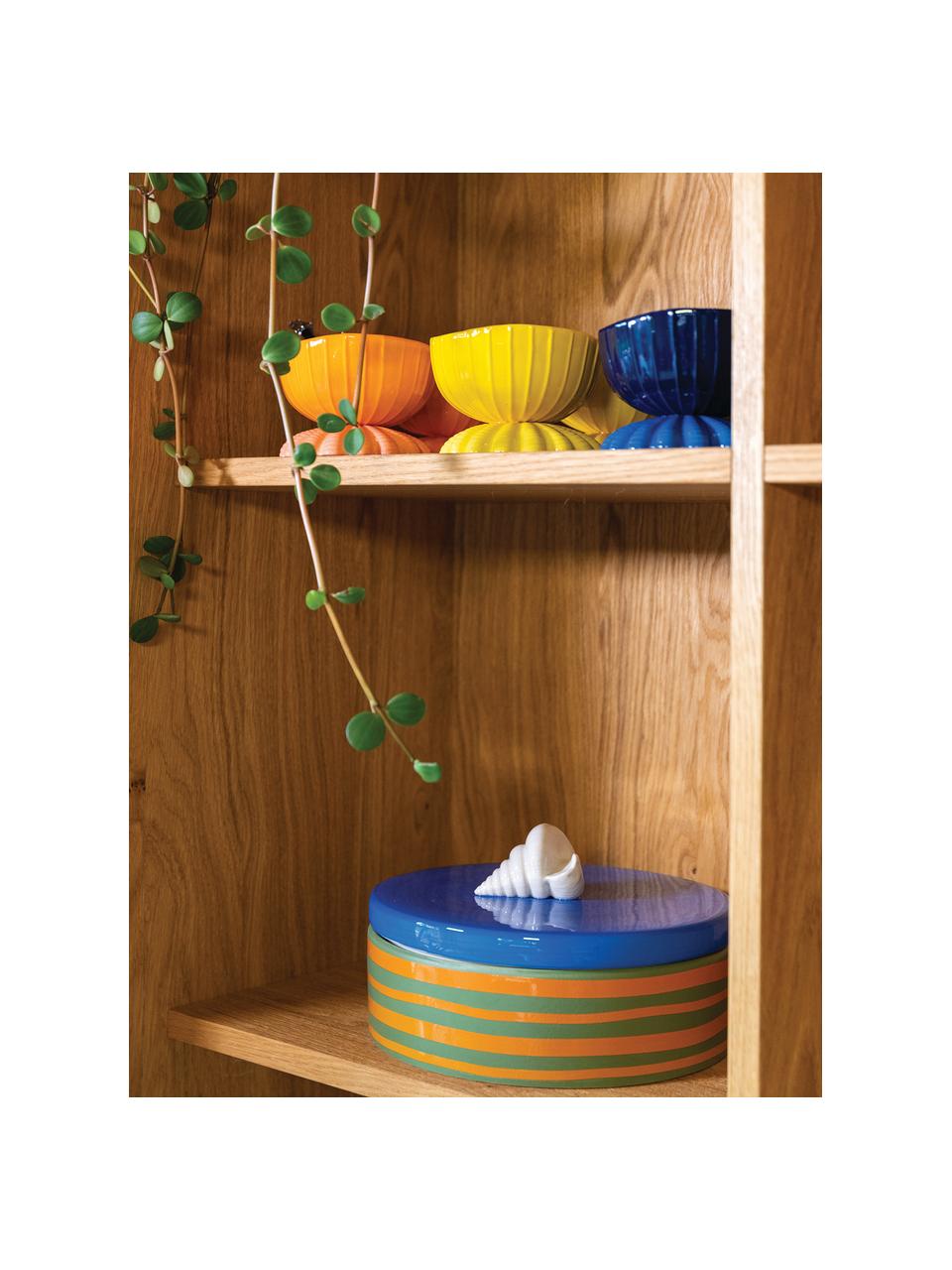 Dolomieten schaaltjes met schelpdieren, set van 2, Geglazuurd dolomiet, Oranje, abrikooskleurig, Ø 11 x H 8 cm