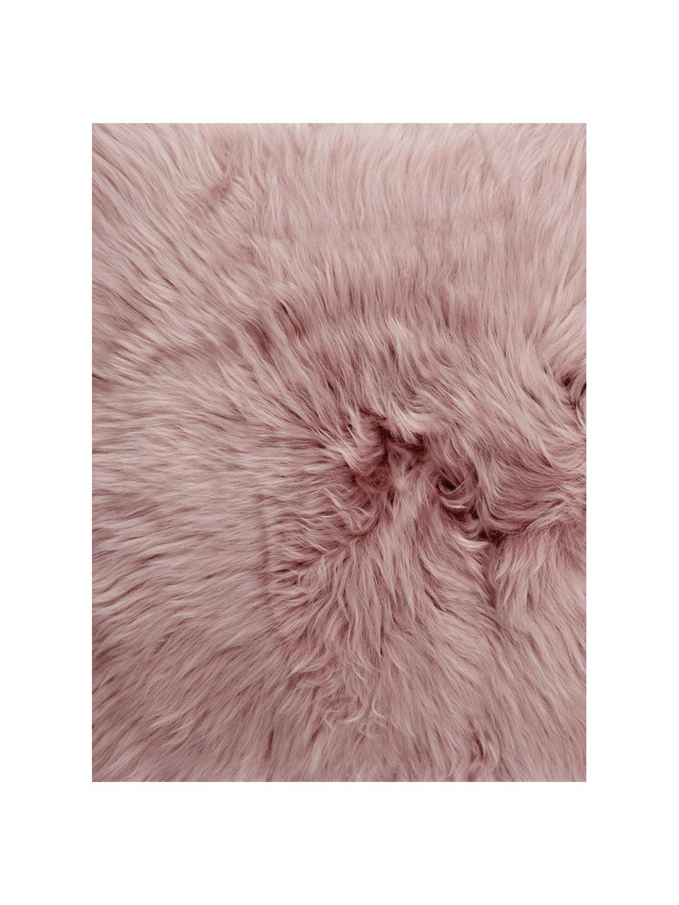 Funda de cojín de piel de oveja Oslo, Parte delantera: 100% piel de oveja, Parte trasera: lino, Rosa, gris claro, An 40 x L 40 cm