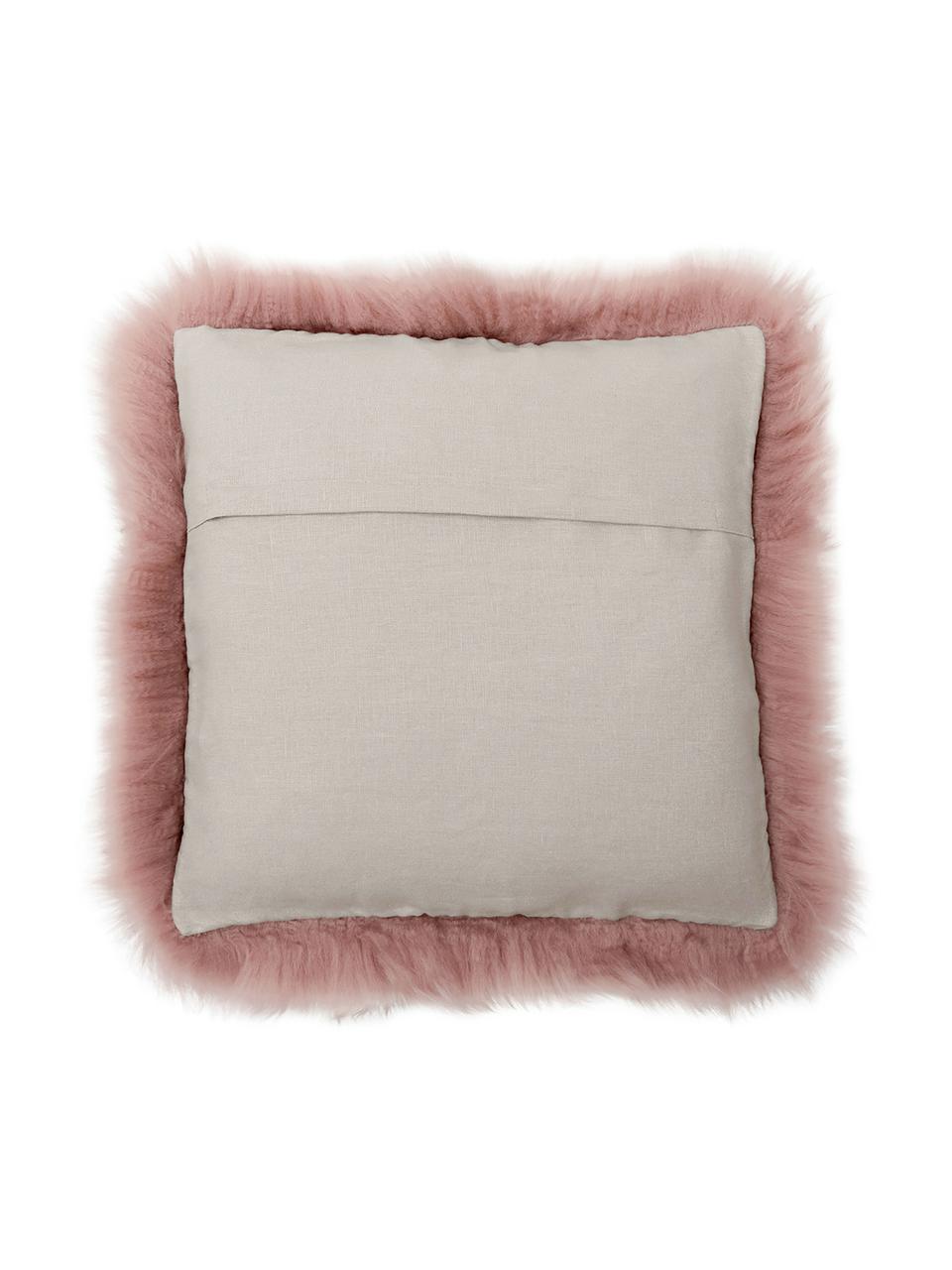 Kussenhoes van schapenvacht Oslo, glad, Roze, B 40 x L 40 cm