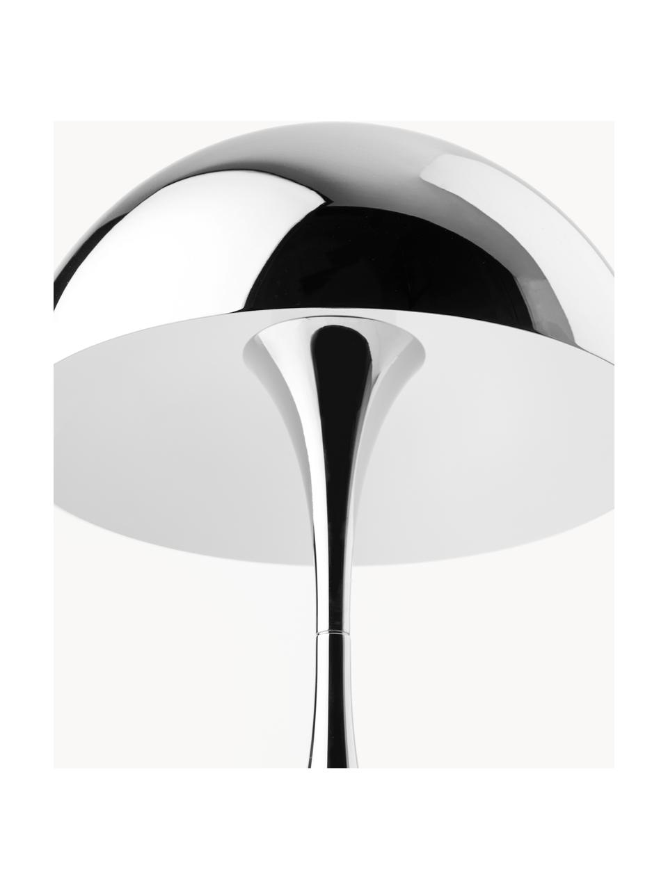 Lámpara de mesa LED regulable con temporizador Panthella, Al 34 cm, Pantalla: acero, Estructura: aluminio recubierto, Cable: plástico, Acero plateado, Ø 25 x Al 34 cm