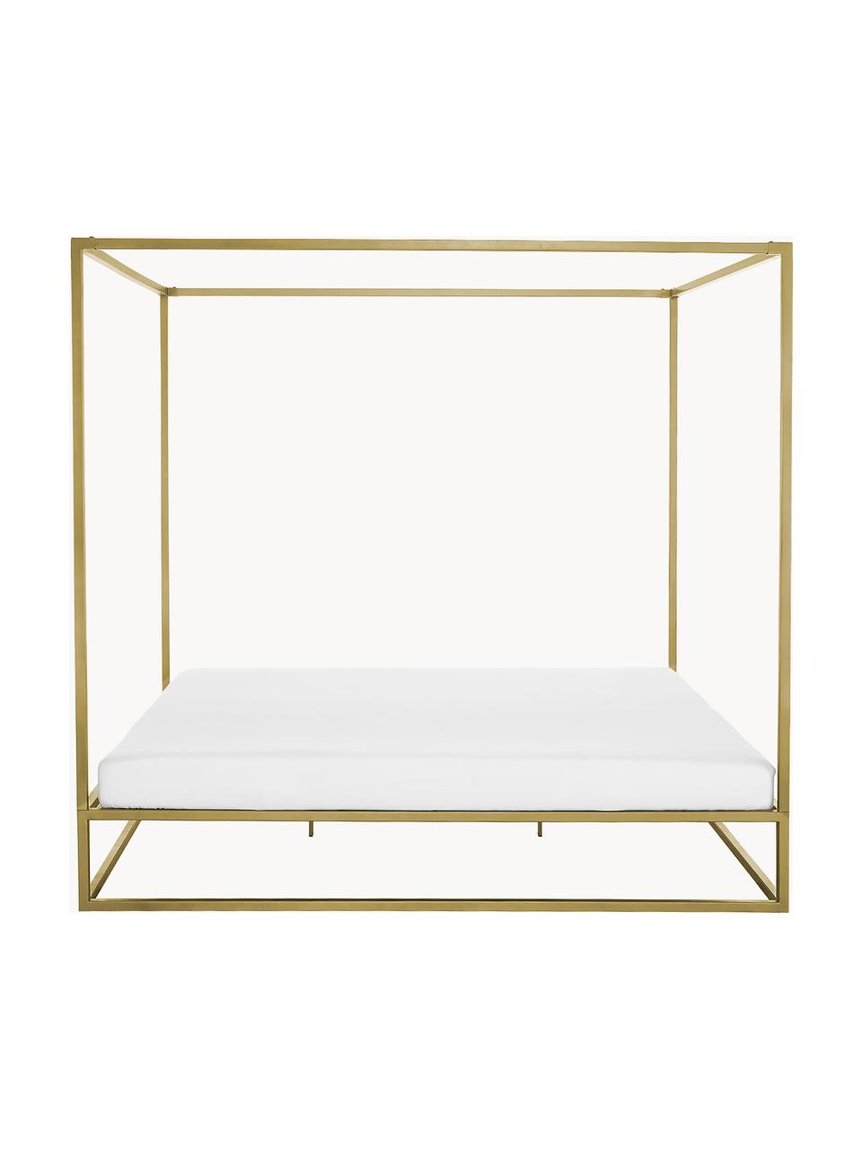 Cama de metal con dosel Belle, Metal, latón, Dorado, An 240 x L 260 cm (para camas de 200 x 200 cm)