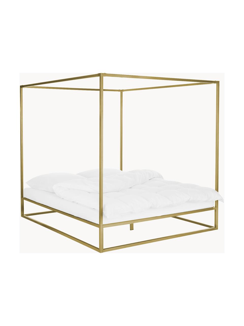 Cama de metal con dosel Belle, Metal, latón, Dorado, An 240 x L 260 cm (para camas de 200 x 200 cm)