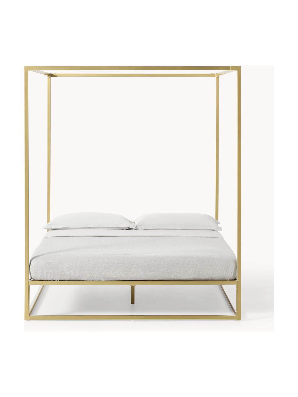 Cama de metal con dosel Belle, Metal, latón, Dorado, An 160 x L 200 cm