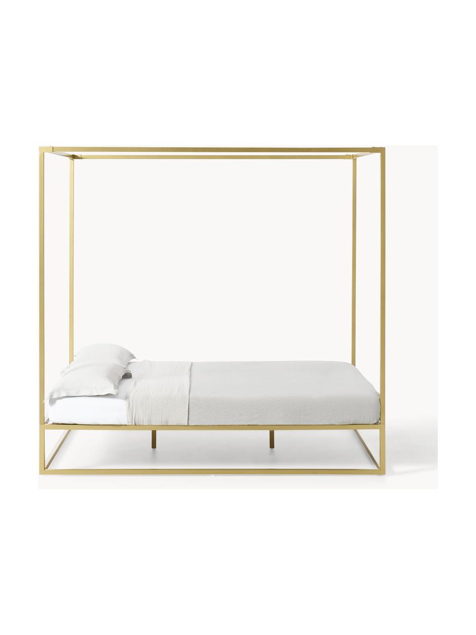 Cama de metal con dosel Belle, Metal, latón, Dorado, An 160 x L 200 cm