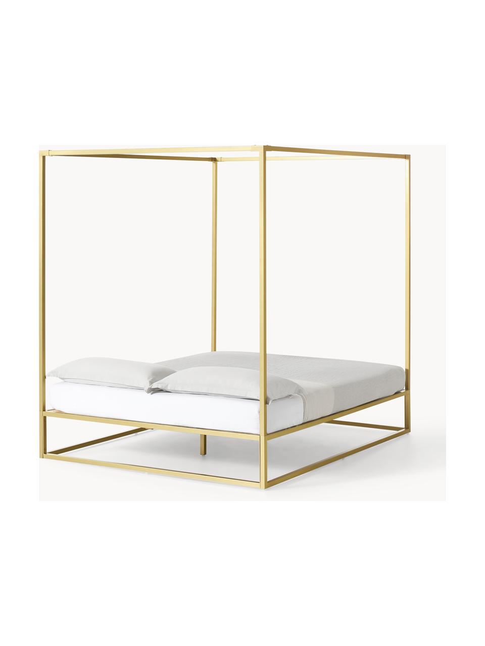 Cama de metal con dosel Belle, Metal, latón, Dorado, An 160 x L 200 cm