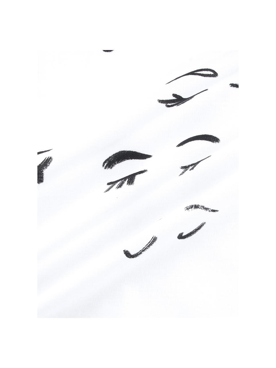 Designové bavlněné perkálové povlečení Lashes od Kera Till, Bílá, černá, 135 x 200 cm + 1 polštář 80 x 80 cm