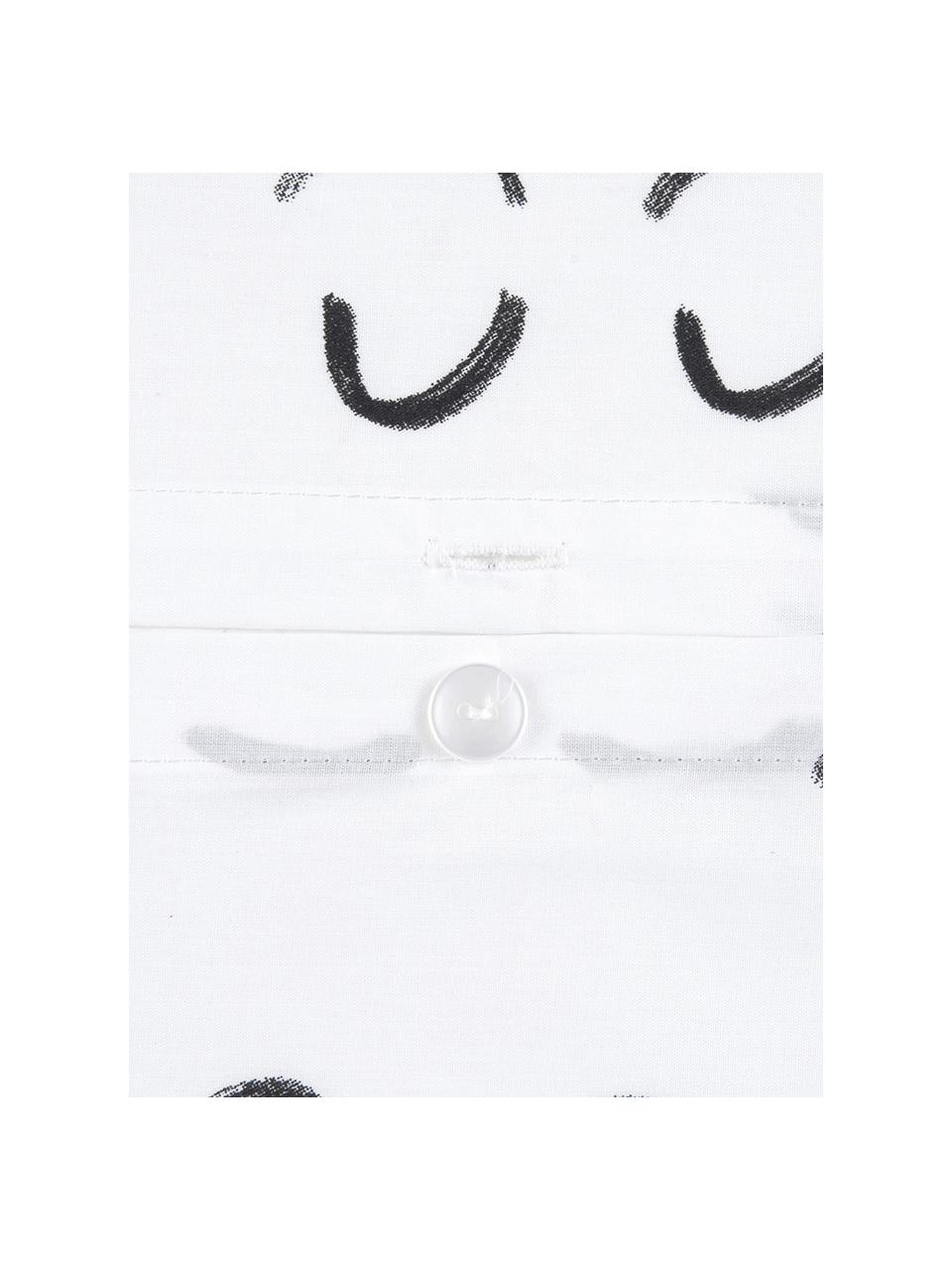 Pościel z perkalu Lashes od Kery Till, Biały, czarny, 135 x 200 cm + 1 poduszka 80 x 80 cm