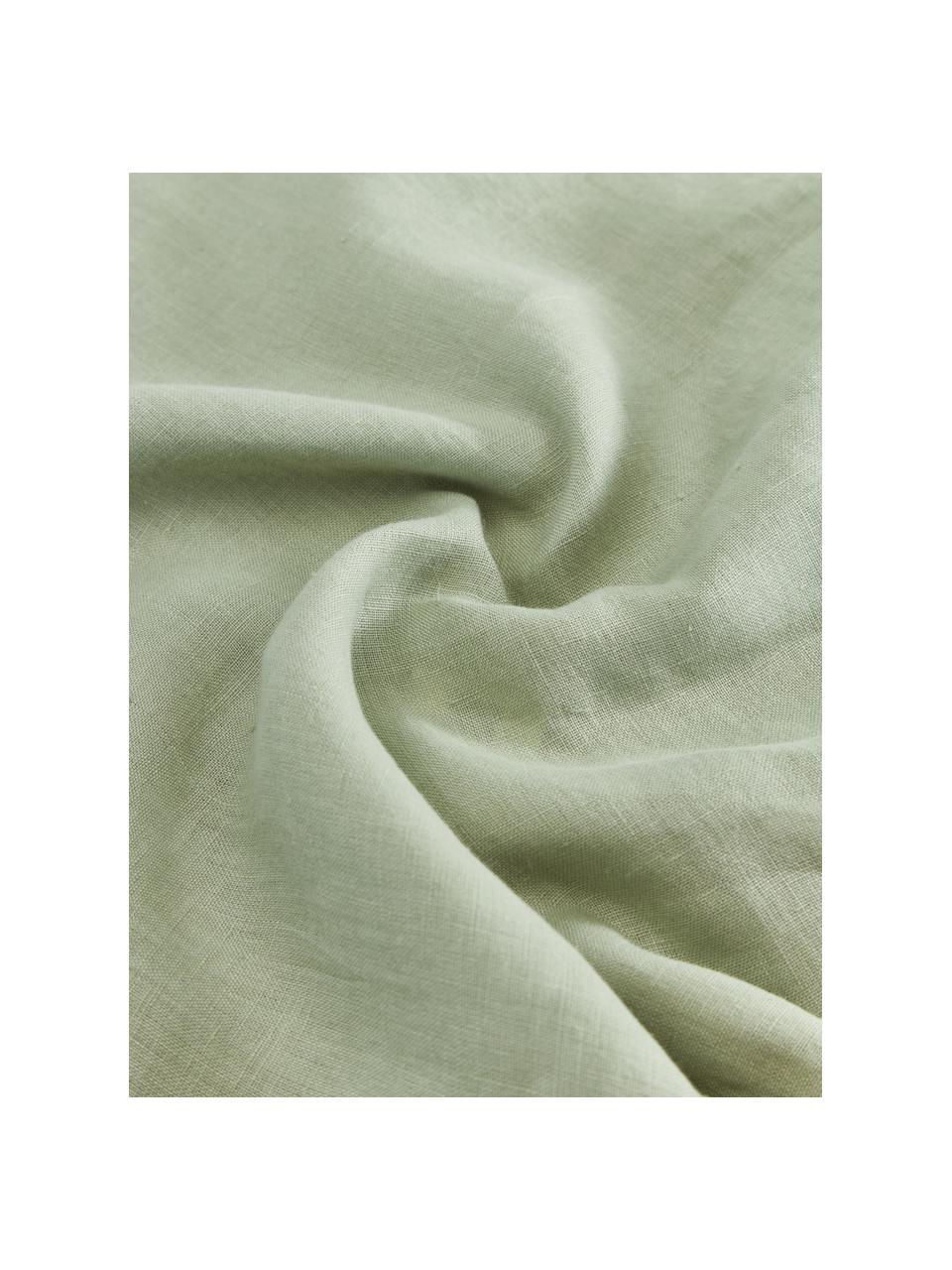 Funda de cojín de lino lavado Candice, 100% lino, Verde menta, An 50 x L 50 cm