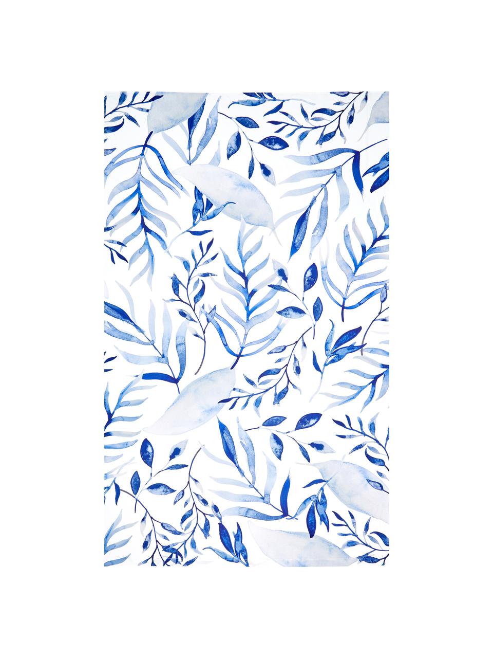 Drap plat en percale de coton Francine, Endroit : bleu, blanc Envers : blanc, 180 x 300 cm