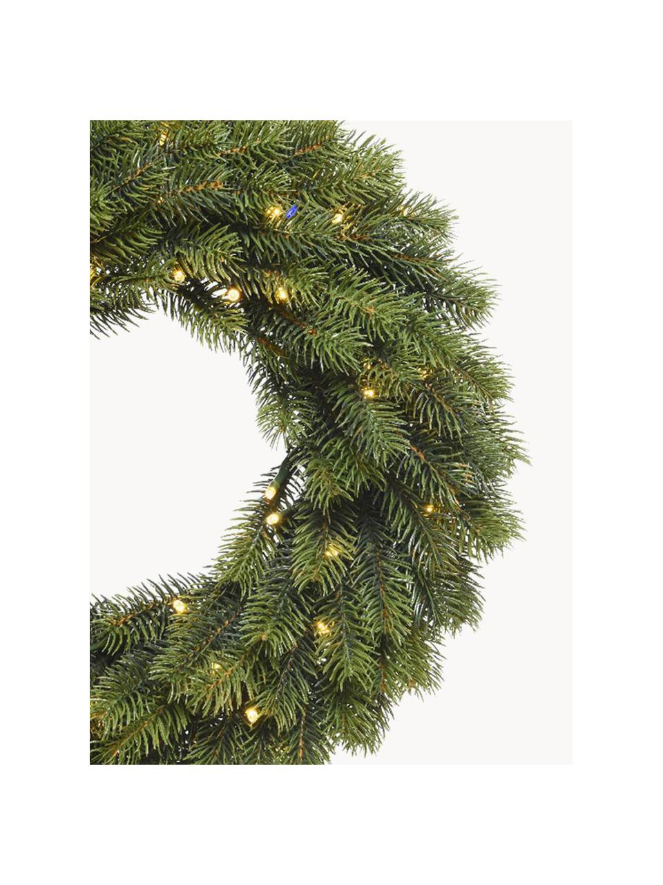 Couronne décorative LED Ben, Plastique, Vert, Ø 40 cm