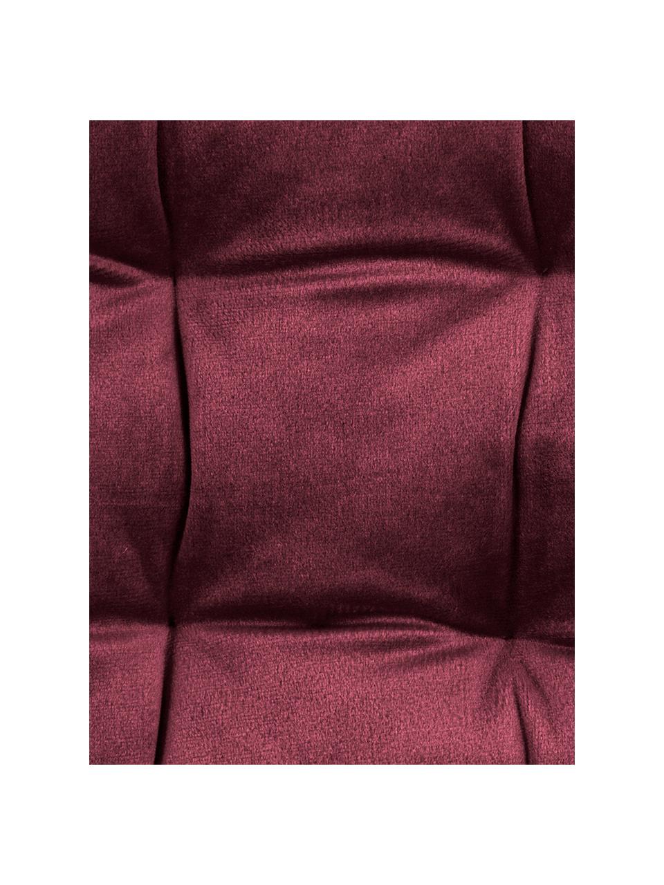 Dubbelzijdige stoelkussens Milana, fluweel/corduroy, Bovenzijde: polyester fluweel, Onderzijde: corduroy (90% polyester, , Wijnrood, 40 x 40 cm