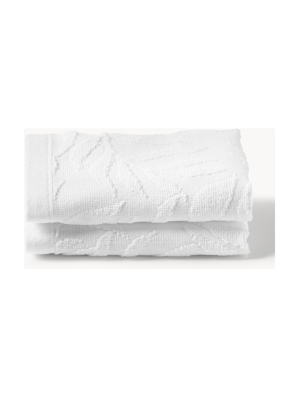 Serviette de toilette en coton Leaf, tailles variées, Blanc, Serviettes de toilette, larg. 50 x long. 100 cm, 2 pièces