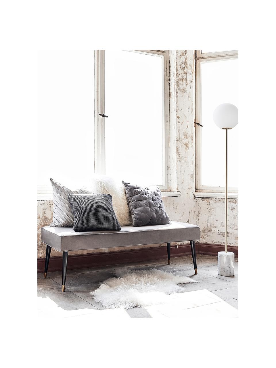 Banquette en velours Beverly, Gris, larg. 140 x haut. 46 cm