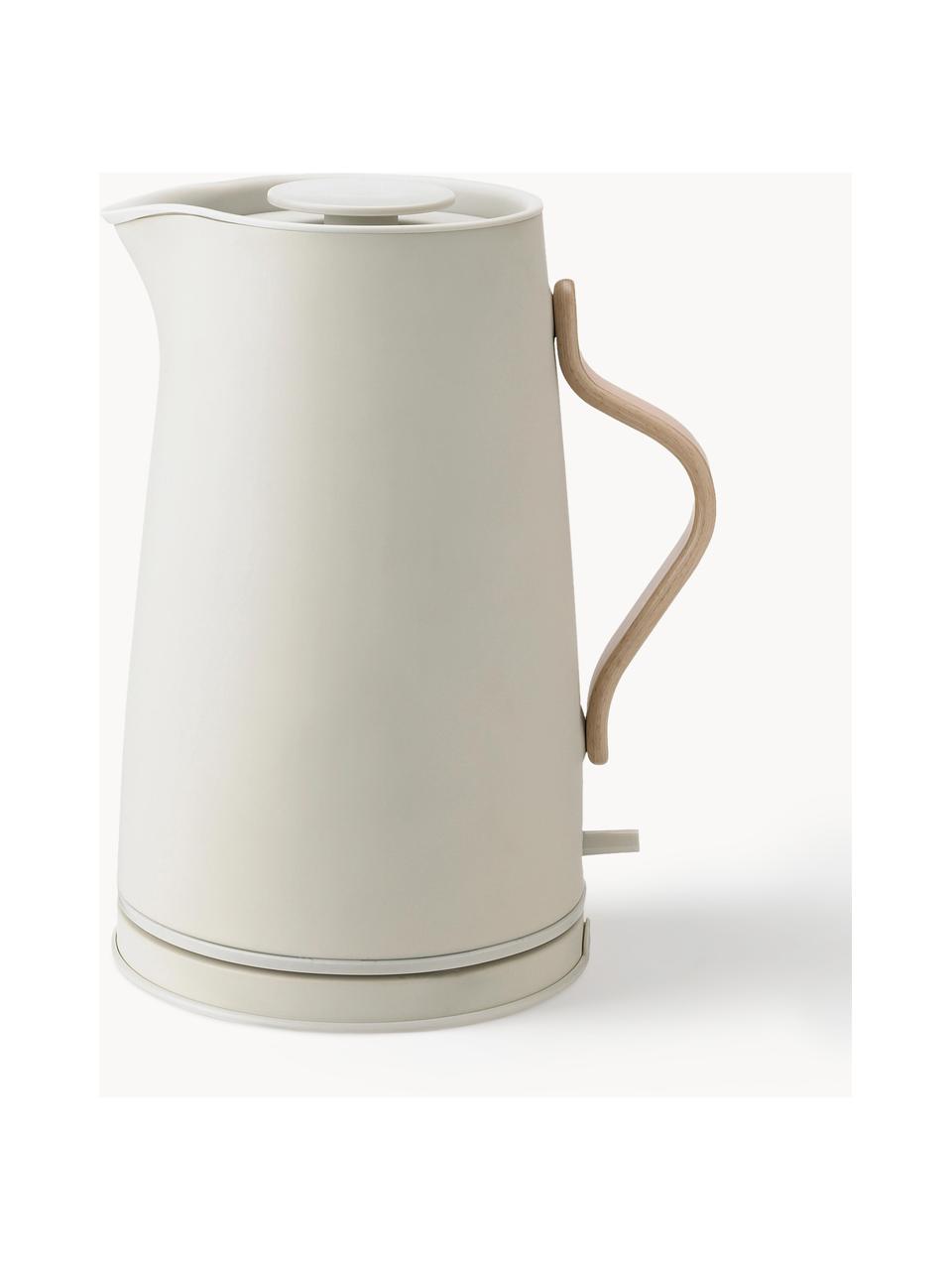 Hervidor Emma, 1.2 L, Estructura: acero inoxidable recubier, Asa: madera de haya, Beige claro mate, 1,2 L