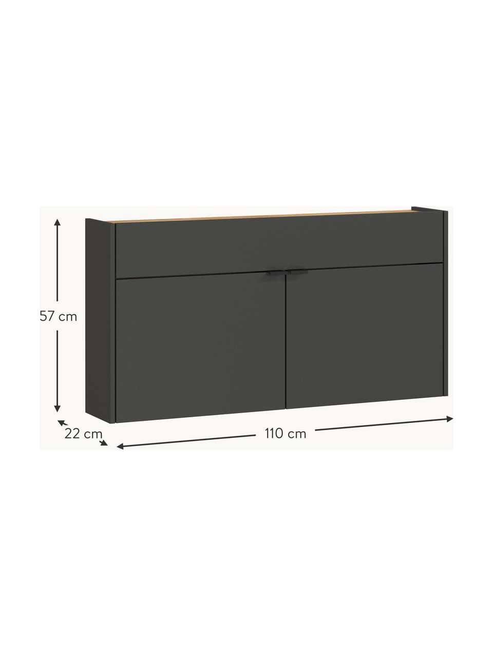 Enfilade murale Gabriela, Anthracite, larg. 110 x haut. 57 cm