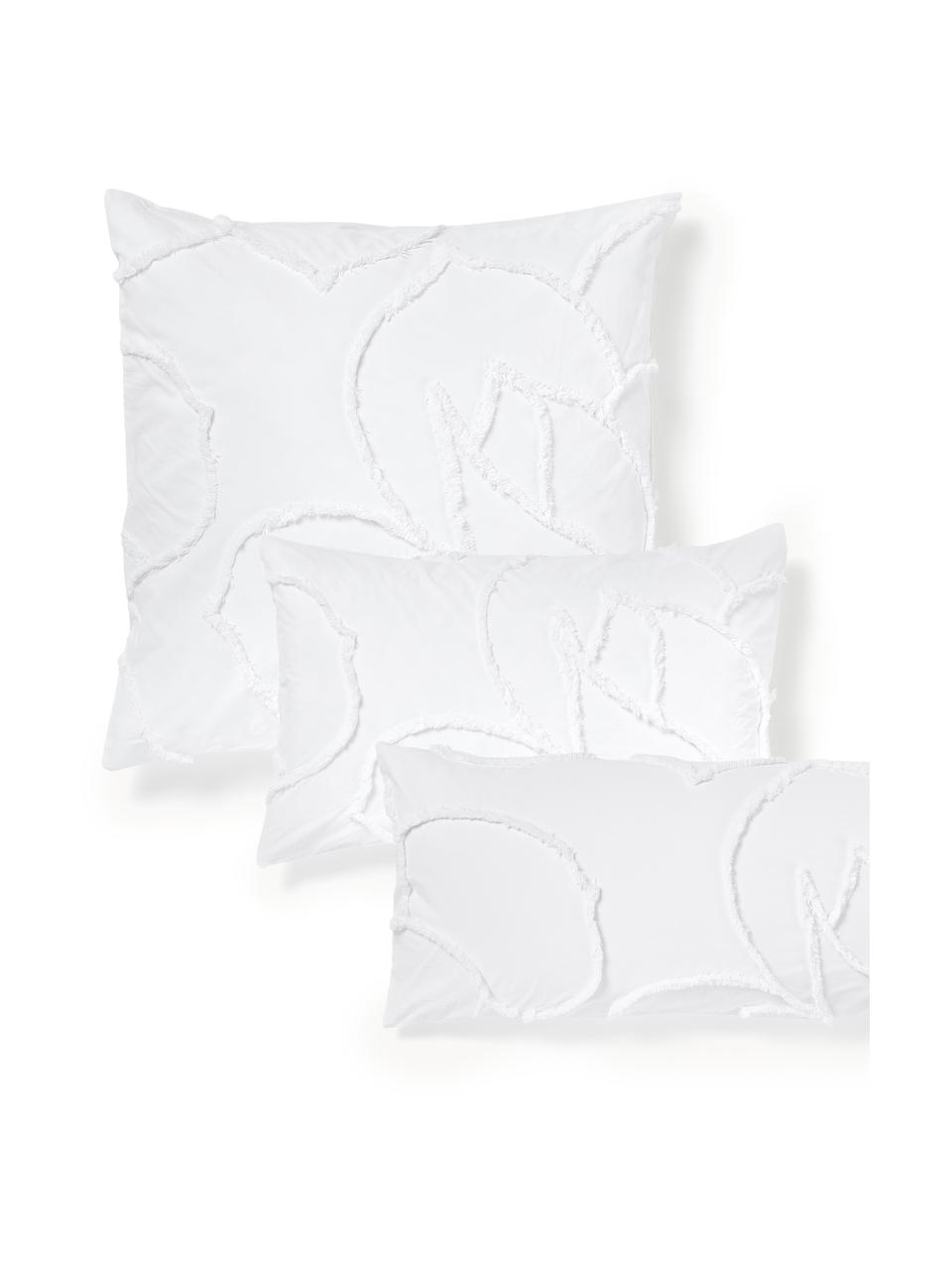 Taie d'oreiller en percale de coton tuftée Madeline, Blanc, larg. 50 x long. 70 cm