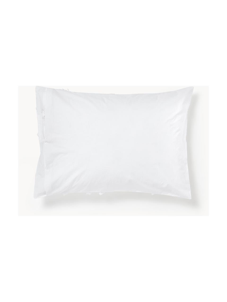 Taie d'oreiller en percale de coton tuftée Madeline, Blanc, larg. 50 x long. 70 cm