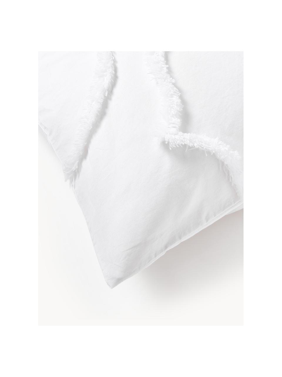 Taie d'oreiller en percale de coton tuftée Madeline, Blanc, larg. 50 x long. 70 cm