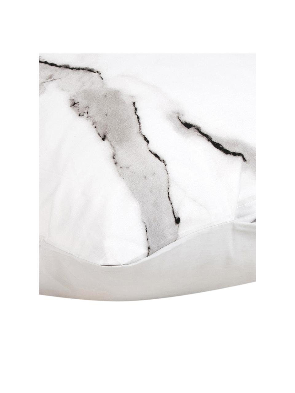 Funda de almohada de percal Malin, Mármol gris claro y negro, An 50 x L 70 cm