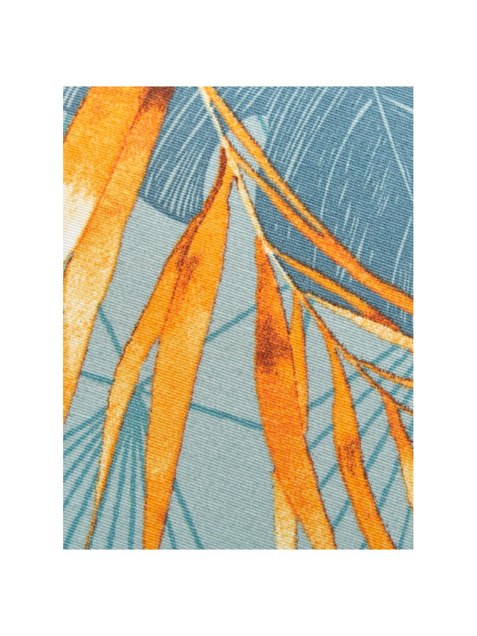 Coussin pour banc imprimé tropical Dotan, Bleu ciel, bleu, orange