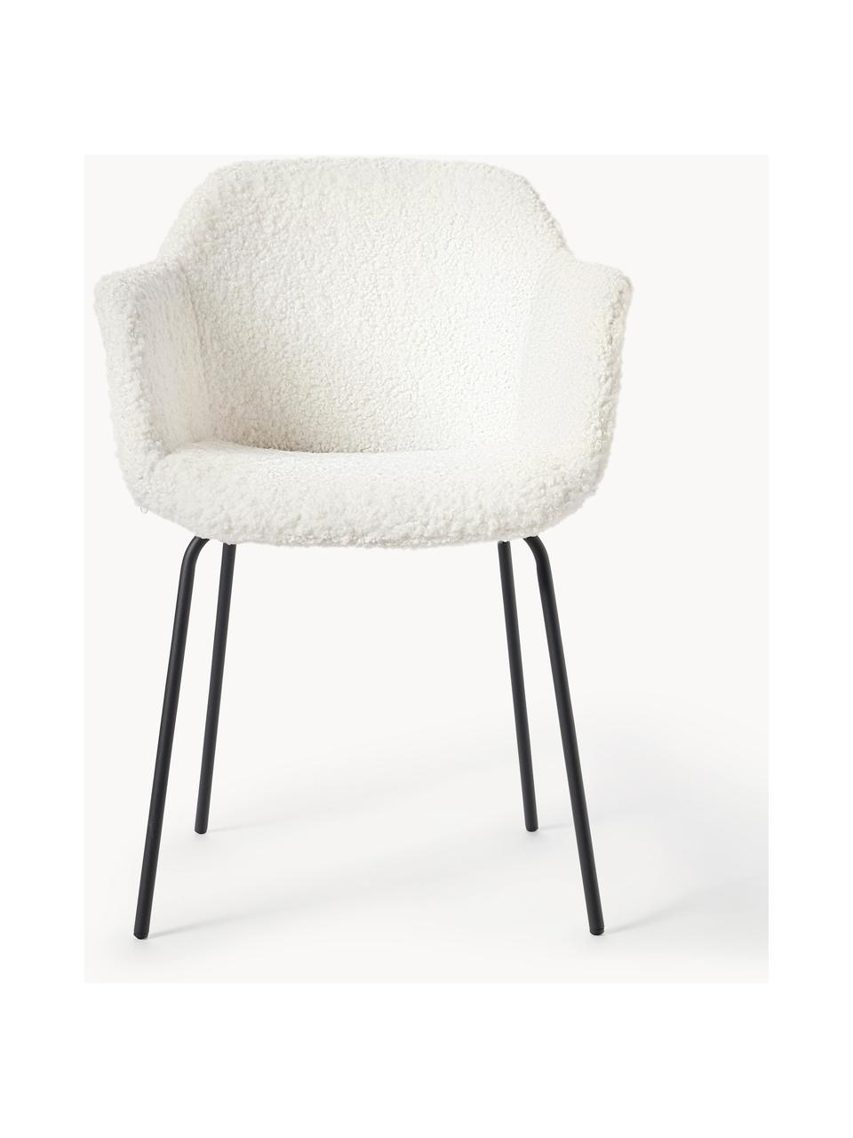 Chaise rembourrée en tissu peluche Fiji, Peluche blanc crème, larg. 58 x prof. 56 cm