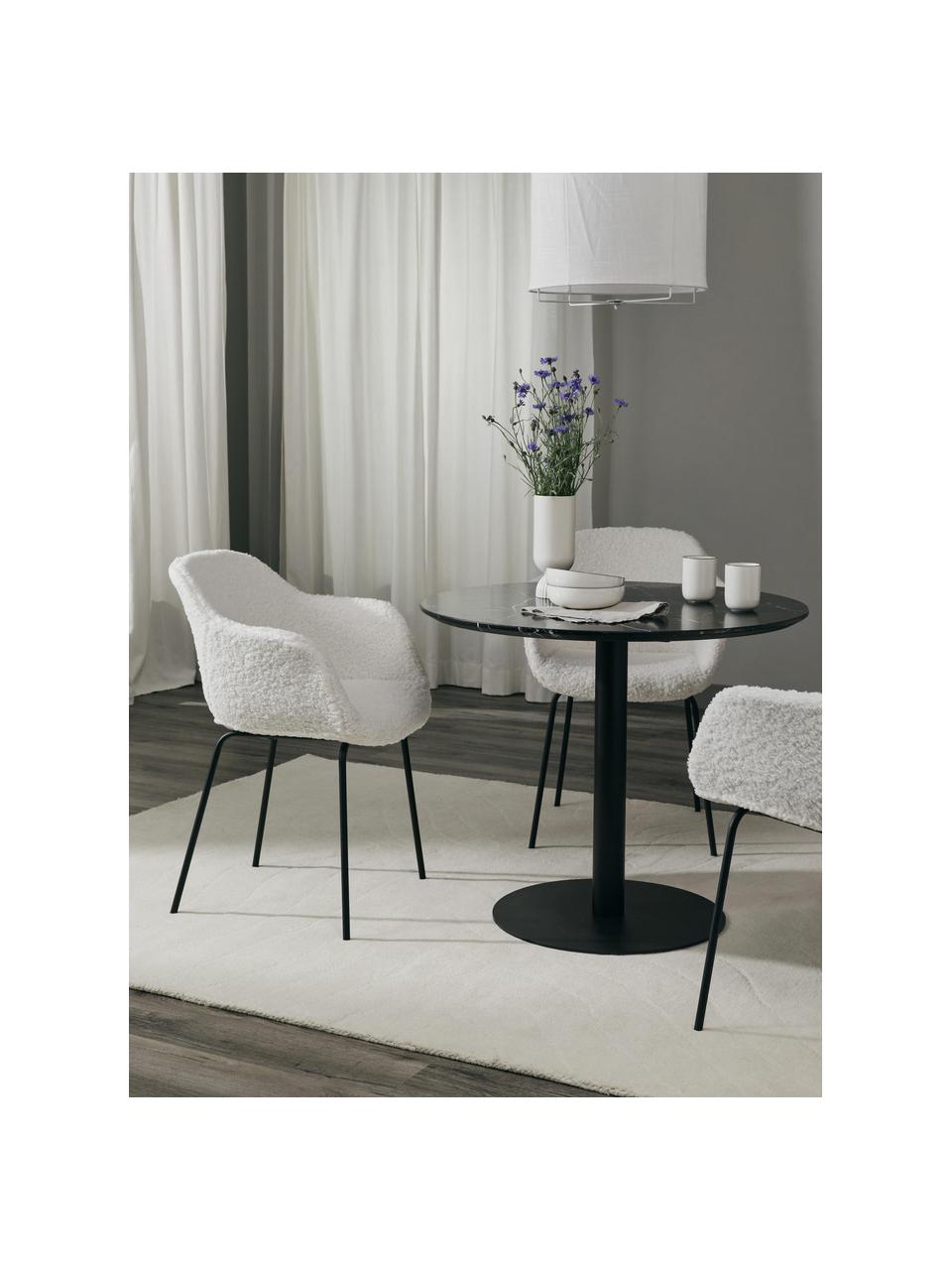 Teddy fauteuil Fiji met smalle zitvlak, Bekleding: teddy (polyester) Met 20., Poten: massief eikenhout, Teddy crèmewit, B 58 x H 56 cm