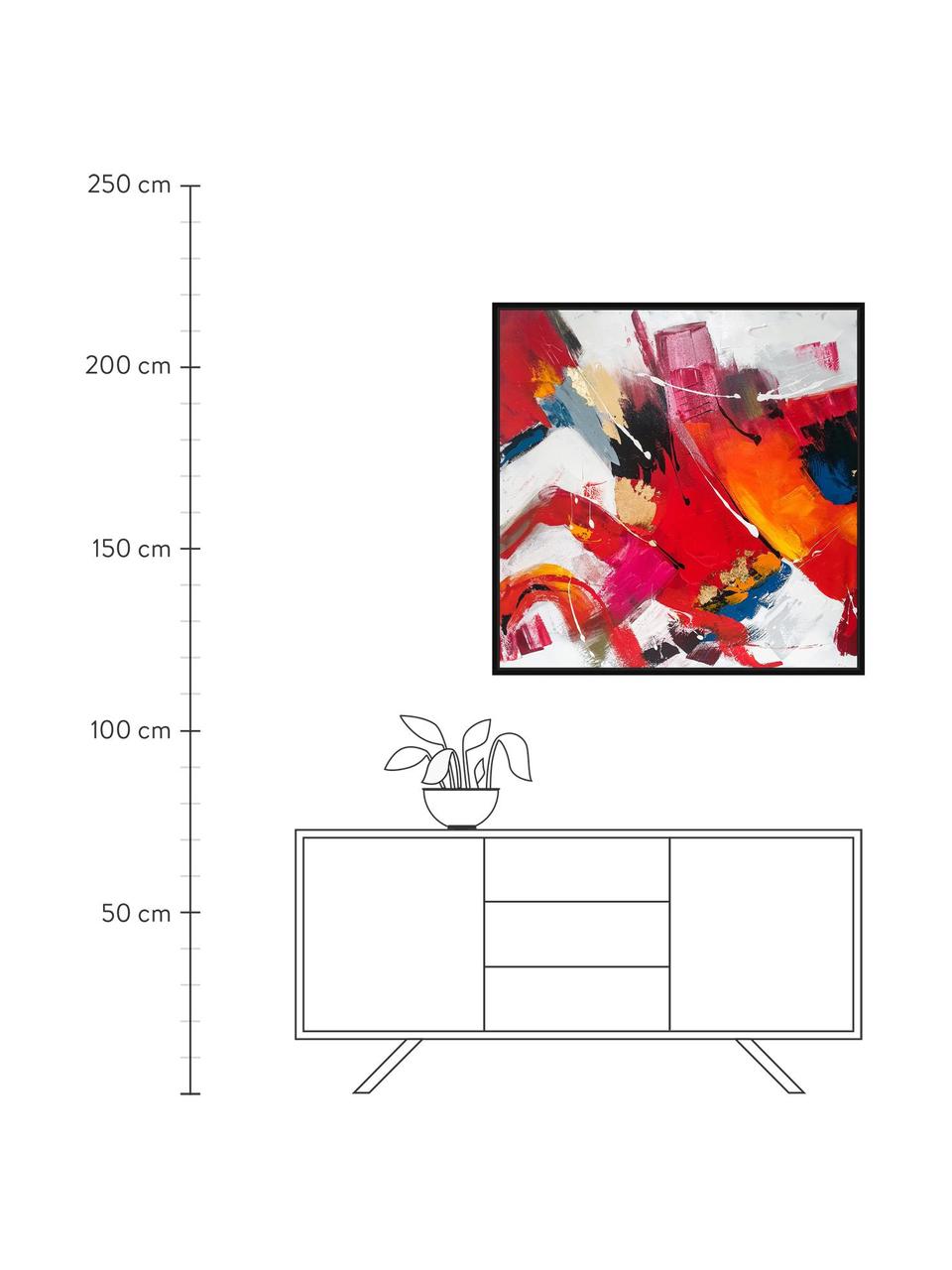 Oprawiony obraz na płótnie Red Emotions, Wielobarwny, S 103 x W 103 cm