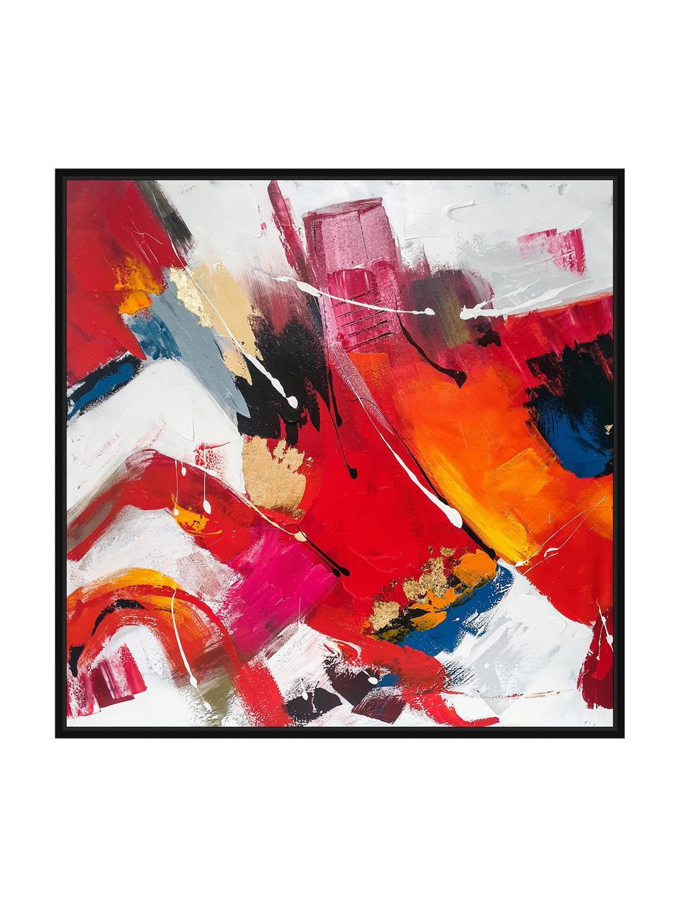 Ingelijste canvasdoek Red Emotions, Lijst: hout, Meerkleurig, B 103 x H 103 cm