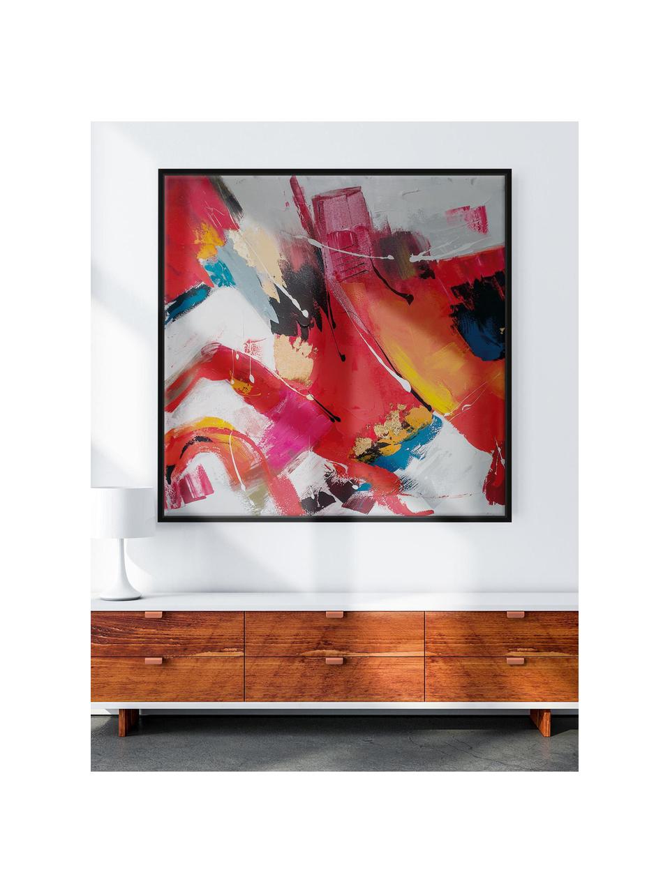 Gerahmtes Leinwandbild Red Emotions, Bild: Leinwand, Rahmen: Holz, Bunt, B 103 x H 103 cm