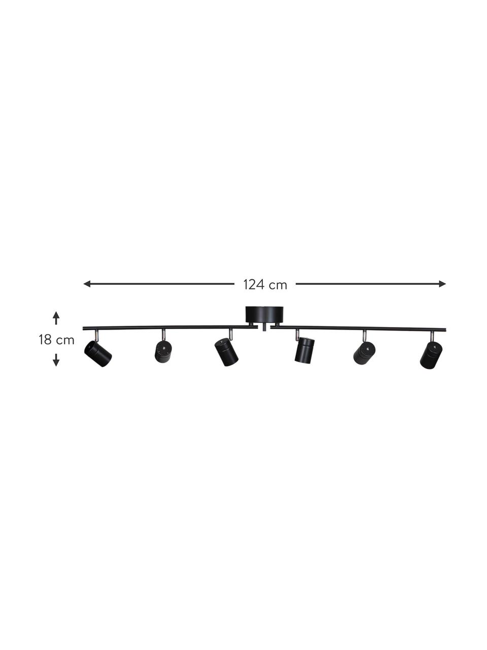 Grand spot plafond Correct, Noir, larg. 124 x haut. 18 cm