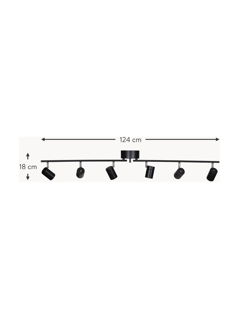 Faretti da soffitto grandi Correct, Nero, Larg. 124 x Alt. 18 cm