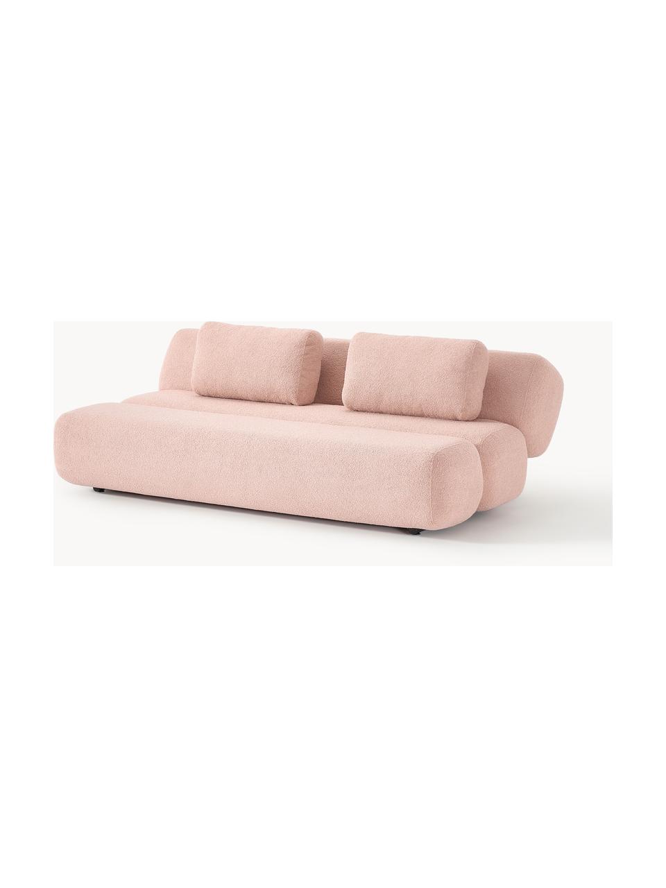 Teddy-Schlafsofa Caterpillar (3-Sitzer), Bezug: Teddy (100 % Polyester) D, Teddy Hellrosa, B 203 x T 128 cm