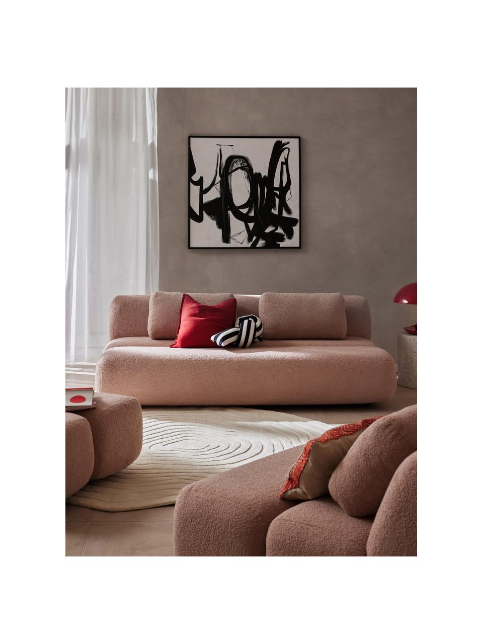 Sofá cama en borreguillo Caterpillar (3 plazas), Funda: borreguillo (100% poliést, Tapizado: espuma de poliuretano, ce, Boreguillo rosa claro, An 203 x F 128 cm