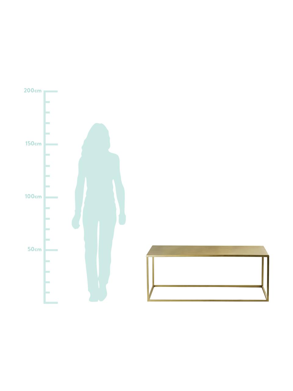 Salontafel Stina van metaal, Gepoedercoat metaal, Mat goudkleurig, 90 x 45 cm