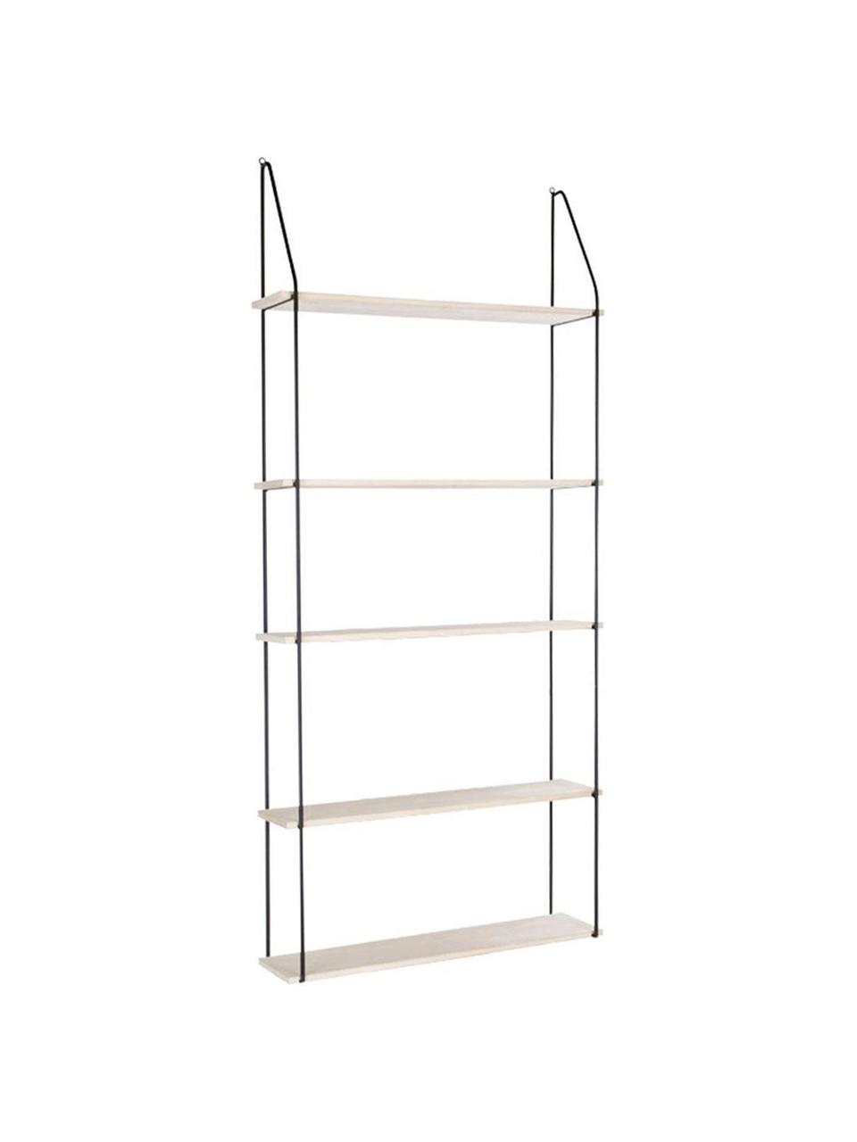 Estantería de pared Eindhoven, Estructura: acero, Estantes: madera, Beige, negro, An 65 x Al 145 cm