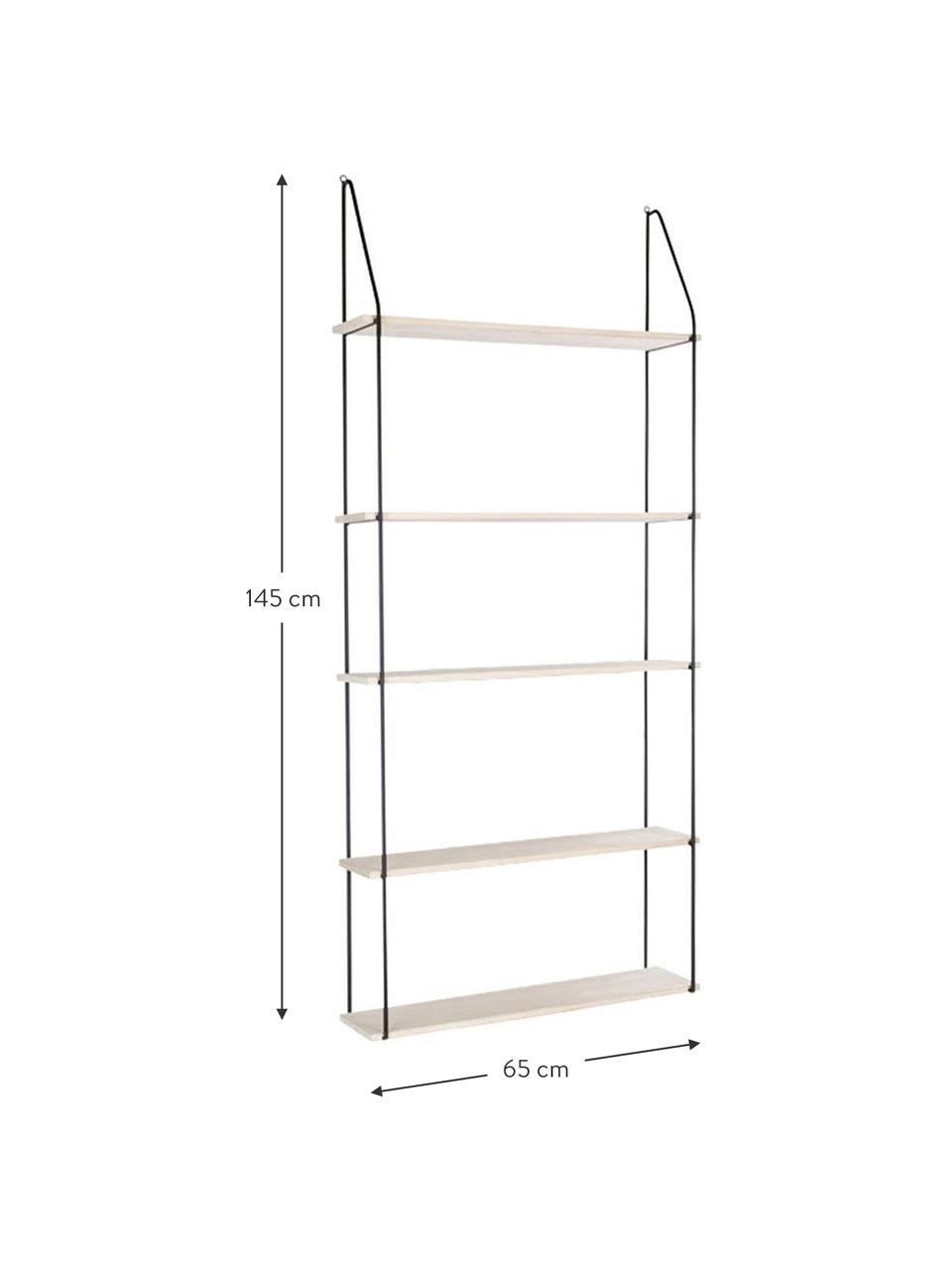 Estantería de pared Eindhoven, Estructura: acero, Estantes: madera, Beige, negro, An 65 x Al 145 cm