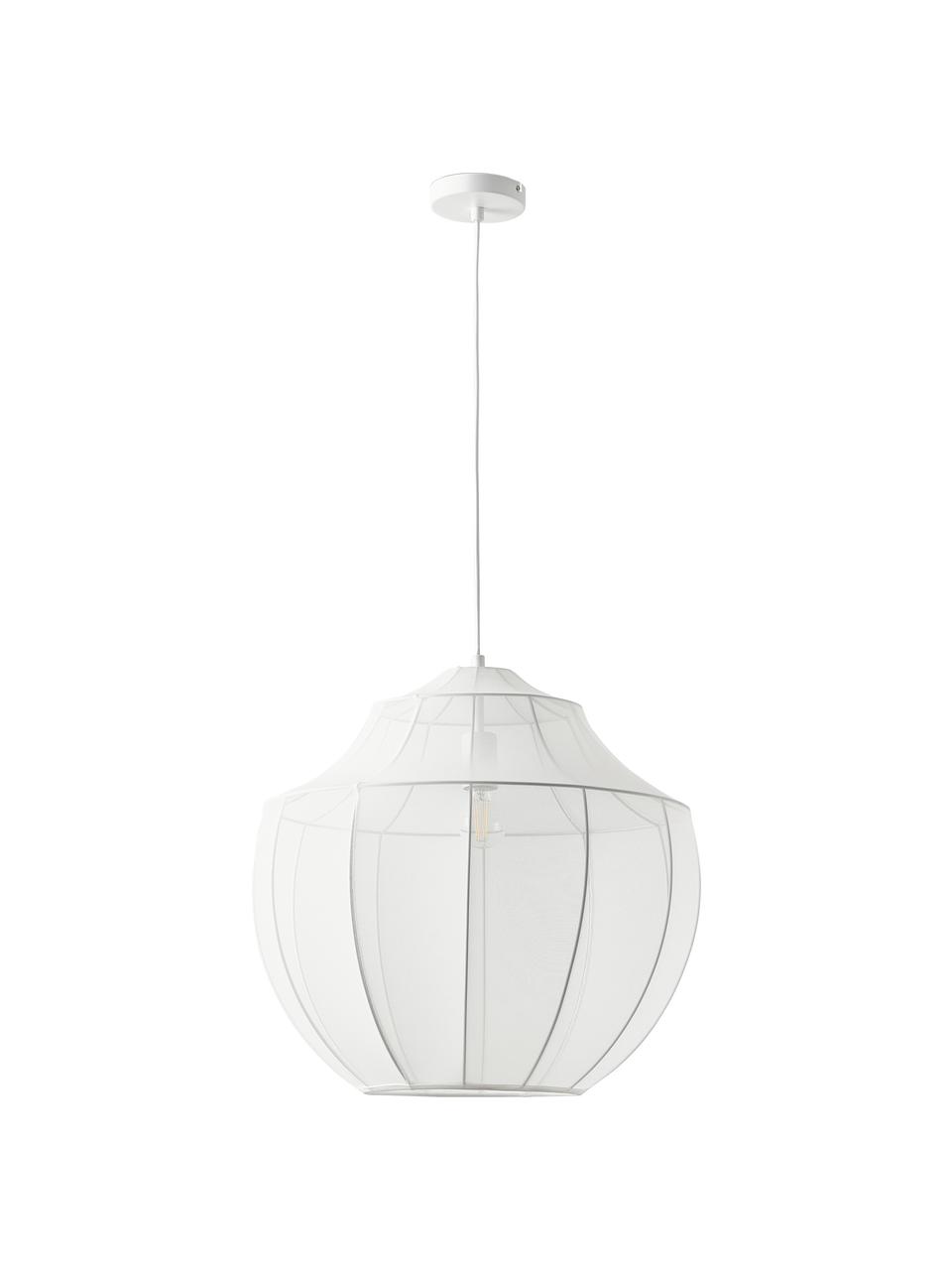 Lampa wisząca z siateczki Beau, Stelaż: metal malowany proszkowo, Biały, Ø 55 x W 52 cm