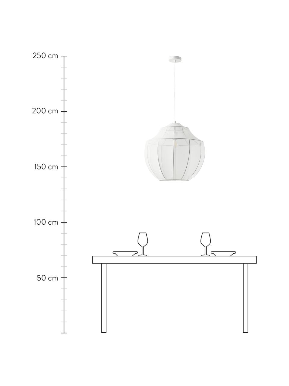 Lámpara de techo en tejido malla Beau, Pantalla: tela, Estructura: metal con pintura en polv, Cable: cubierto en tela, Blanco, Ø 55 x Al 52 cm