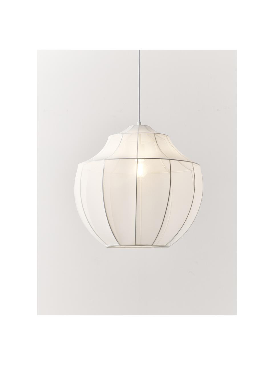 Lampa wisząca z siateczki Beau, Stelaż: metal malowany proszkowo, Biały, Ø 55 x W 52 cm