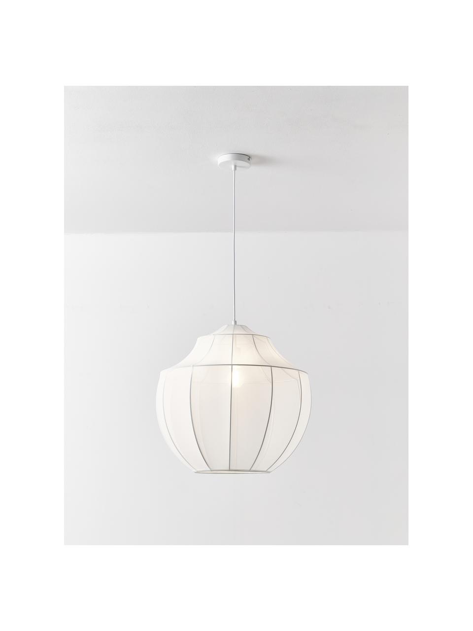 Lampa wisząca z siateczki Beau, Stelaż: metal malowany proszkowo, Biały, Ø 55 x W 52 cm